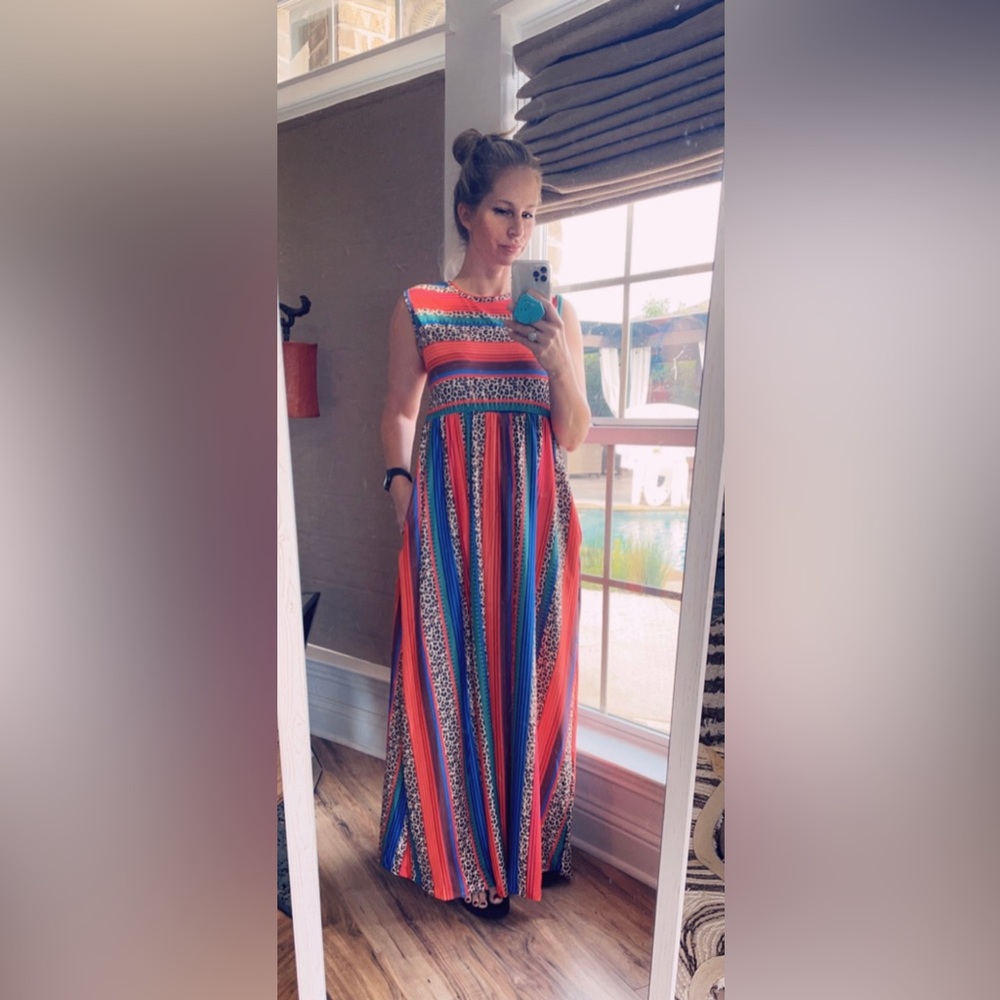 Multi-Color Serape Cheetah Maxi Dress -NEW